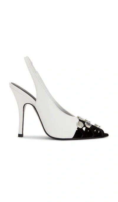 Attico Fiona 105mm Slingback In White & Black