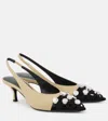 Attico 65mm Grid Slingback Pumps In Beige/black