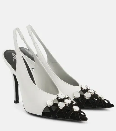 Attico Fiona Embellished Leather Slingback Pumps In Multicolor
