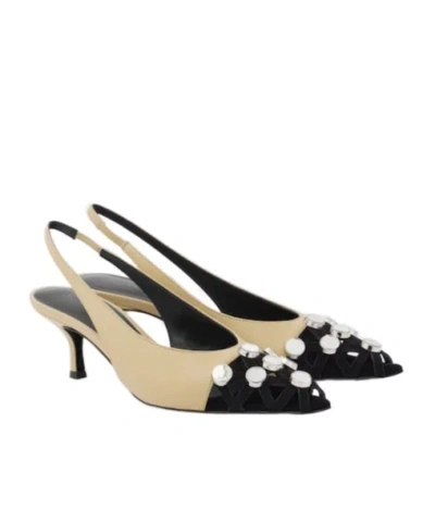 Attico Fiona Embellished Leather Slingback Sandals In Black