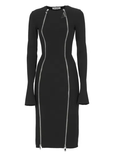 ATTICO FITTED BLACK DRESS WITH FRONT ZIP DETAILING