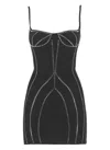 Attico Black Sablè Crystal Hotfix Bustier Minidress
