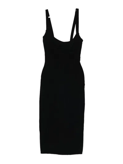 Attico Fitted Black Midi Dress