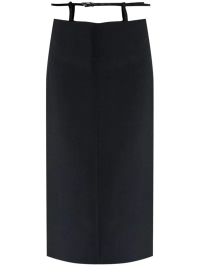 ATTICO FITTED BLACK MIDI SKIRT