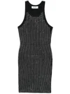 Attico Fitted Midi Dress With Shimmering Embellishments In Black