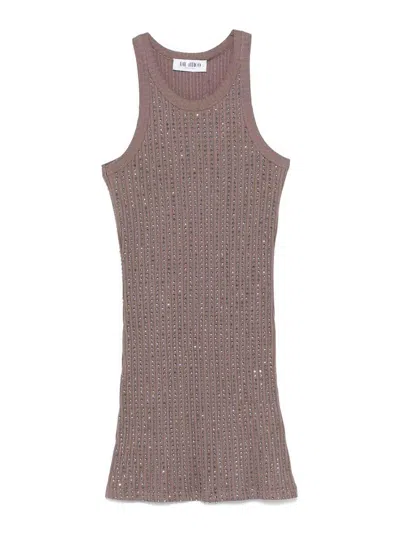 ATTICO FITTED MINI DRESS IN COTTON WITH RHINESTONES