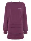 Attico Burgundy Draped Mini Dress With Long Sleeves In Purple