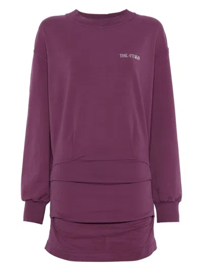 ATTICO FITTED PURPLE DRESS WITH RUBBERISED LOGO DETAIL