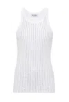 Attico White Tank Top With White Rhinestone In White