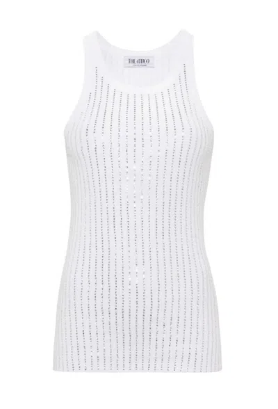 ATTICO FITTED RIBBED COTTON TOP WITH DESIGN