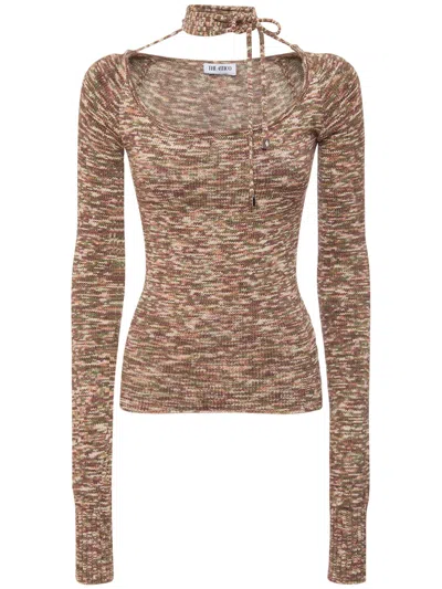 Attico Fitted Top With A Deep Neckline In Brown
