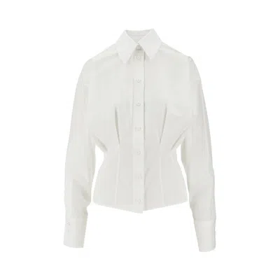 Attico Fitted Waistline Poplin Shirt In White