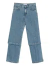 Attico Blue Jeans With Logo Detail On The Pocket And Logo Patch On The Rear In Denim Woman In Blue
