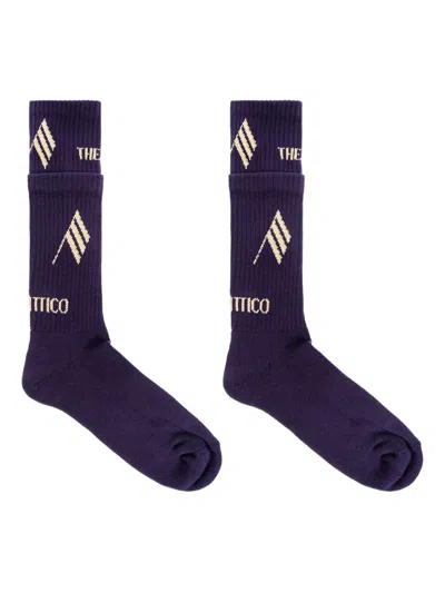 Attico Flag-logo Cotton Socks In Black