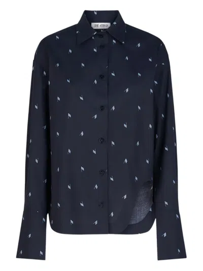 Attico Flag-print Asymmetric Shirt In Blue