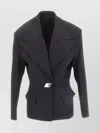 Attico Black Wool Single-breasted Jacket With Epaulettes