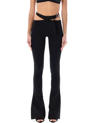 Attico Flared Belted Long Pants For Women By The  In Black