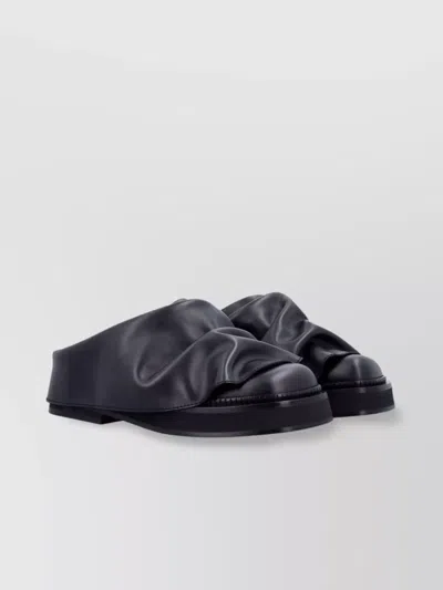 ATTICO FLAT SOLE ROUND TOE RUCHED MULES