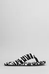 Attico Indie Zebra-print Satin Thong Sandals In Black