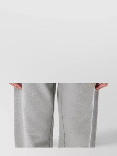 Attico Fleece Logo Crew Neck Top In Gray