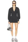 Attico V-neck Mini Dress With Embossed Logo In Black