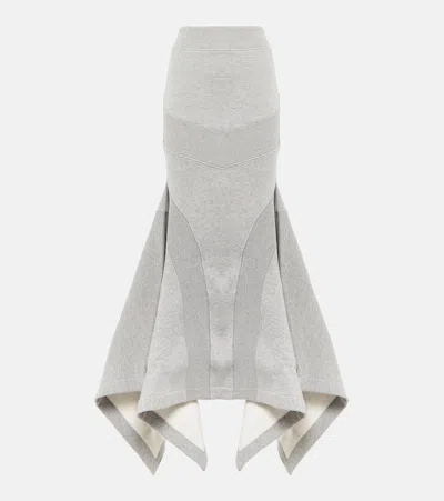 Attico Cotton Jersey Asymmetrical Maxi Skirt In Grey