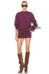 Attico Ruched Cotton-blend Fleece Minidress In Purple