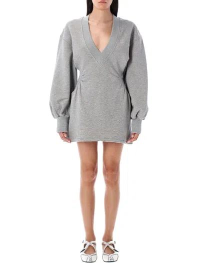 ATTICO FLEECE MINI DRESS V NECK