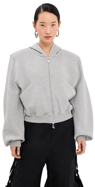 Attico Hooded Cropped Crewneck Nylon Silk Blend In Gray