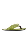 Attico Indie Bandana Printed Thong Sandals In Green  Military Green  & White