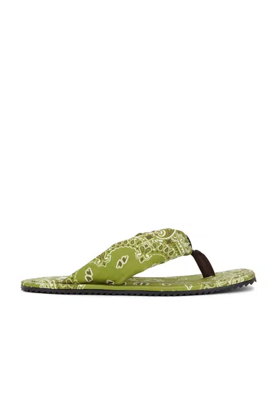 Attico Flip Flop Sandal In Green  Military Green  & White