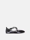 Attico Floor 01 Mesh And Leather Ballerinas Flat In Black