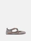 Attico Nomad Grey Ballet Shoes With Criss-crossed Straps And Mesh Panels In Tech Fabric And Suede Woman In Grey