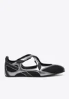 Attico Floor 01 Mesh And Leather Ballerinas Flat