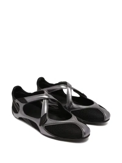 Attico Floor 01 Criss-cross Ballet Flat In Gray