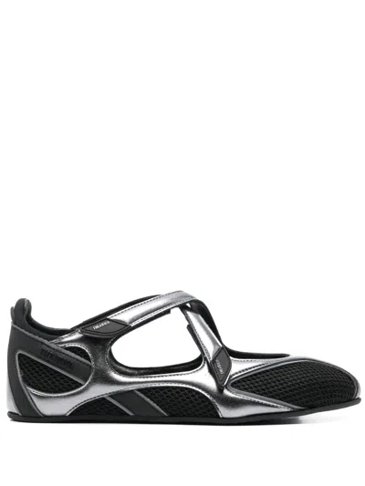 ATTICO 'FLOOR 01' LOW BALLET FLATS IN BLACK LEATHER THE ATTICO
