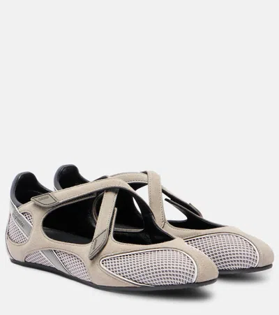 ATTICO FLOOR 01 SUEDE AND MESH BALLET FLATS