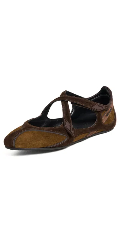Attico Floor01 Asymmetrical Cut-out Pointed Toe Flats In Brown