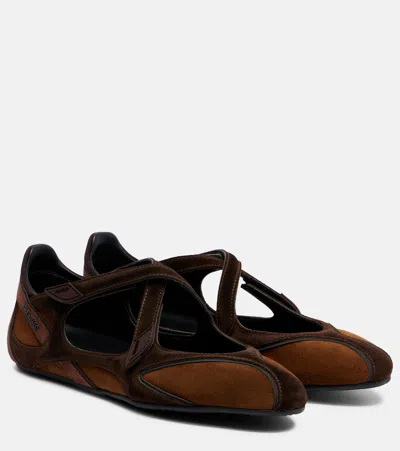 Attico Sneakers Suede Panels Cut Out Design In Brown
