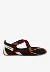 Attico 'nomad' Bordeaux Ballet Shoes With Criss-crossed Straps And Mesh Panels In Multi