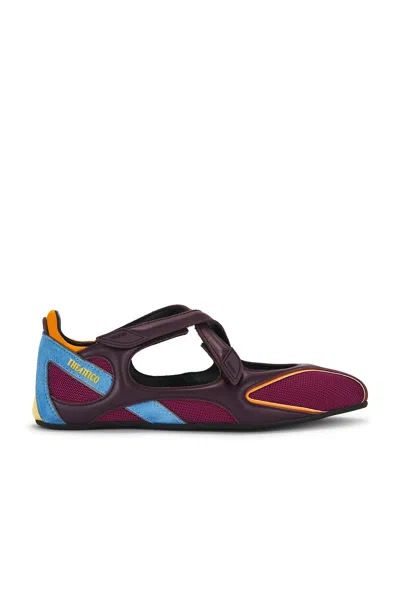 Attico Mesh And Leather Ballerina Flats With Vibrant Accents In Purple