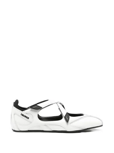 Attico Floor01 Touch-strap Ballet Flats In White