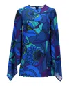 Attico Floral Long Sleeve Mini Dress In Multicolor Viscose In Multi