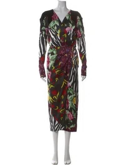 Pre-owned Attico Floral Print Long Dress In Multi