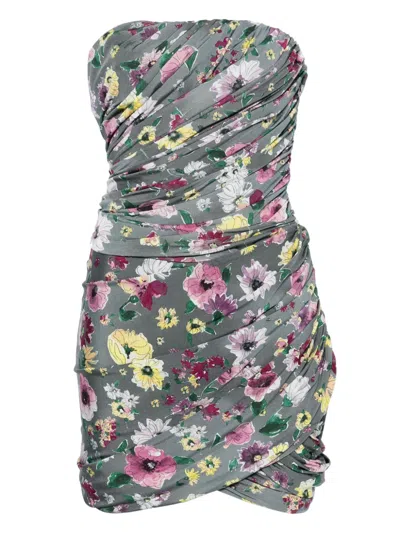 Attico Floral-print Mini Dress In Multi