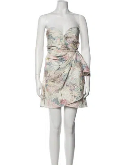 Pre-owned Attico Floral Print Mini Dress In White