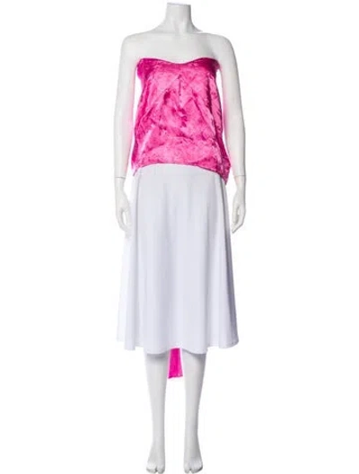 Pre-owned Attico Floral Print Strapless Top In Pink