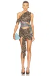 Attico One-shoulder Patchwork Mini Dress In Multi