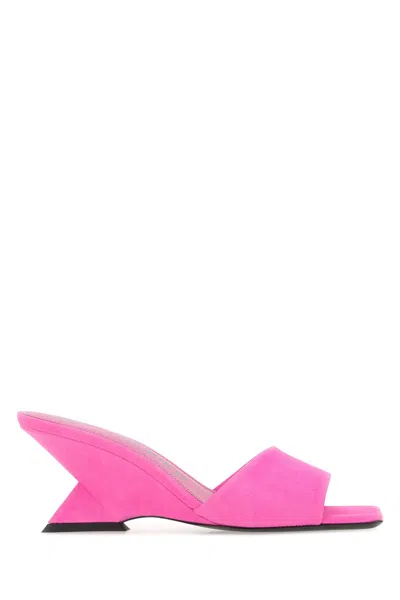 Attico Fluo Pink Suede Cheope Mules In Purple