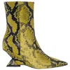 Attico Fluo Yellow Python Leather Cheope Ankle Boots